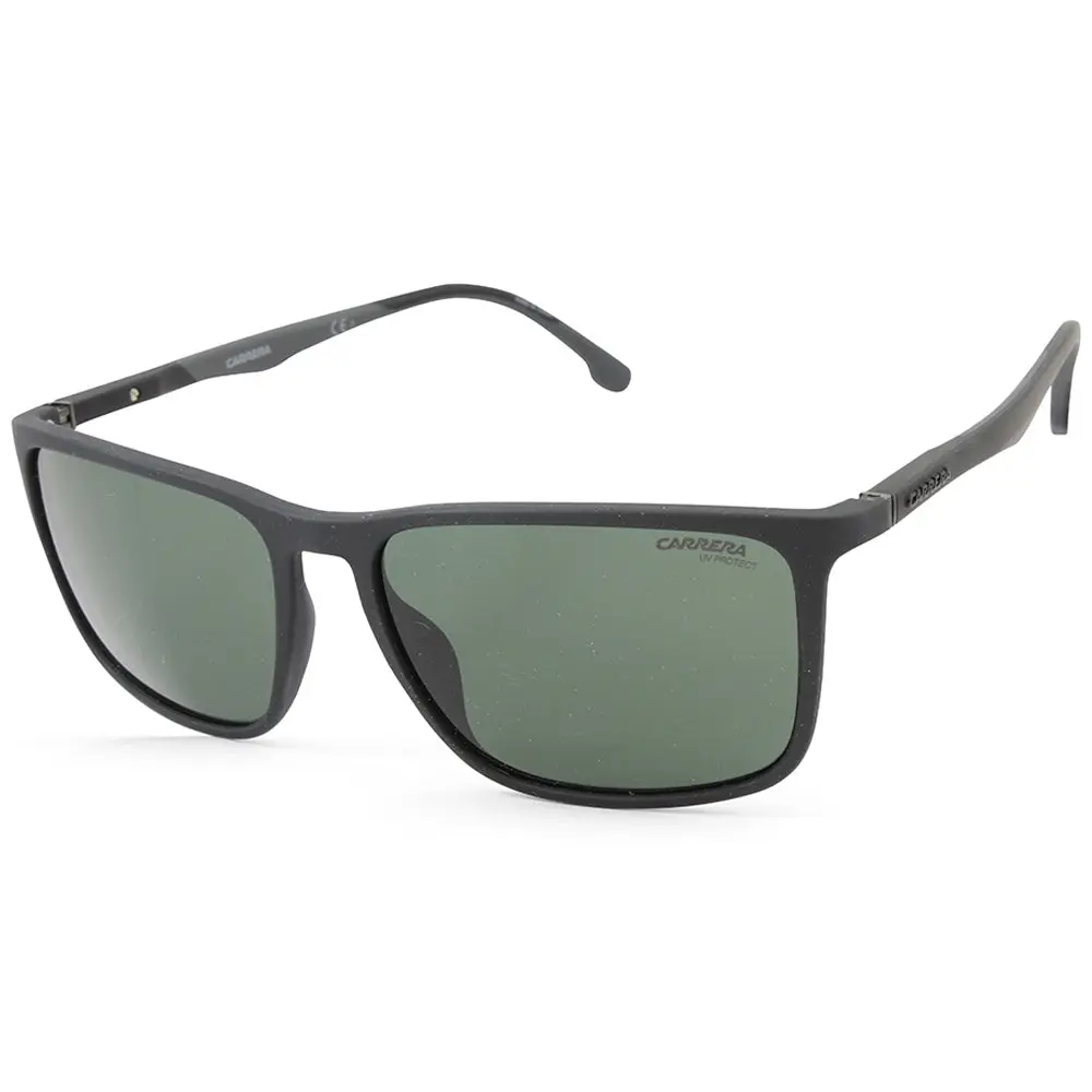 Carrera Matte Black/Green Unisex Designer Rectangular Sunglasses 8031/S 003 QT - Fashion