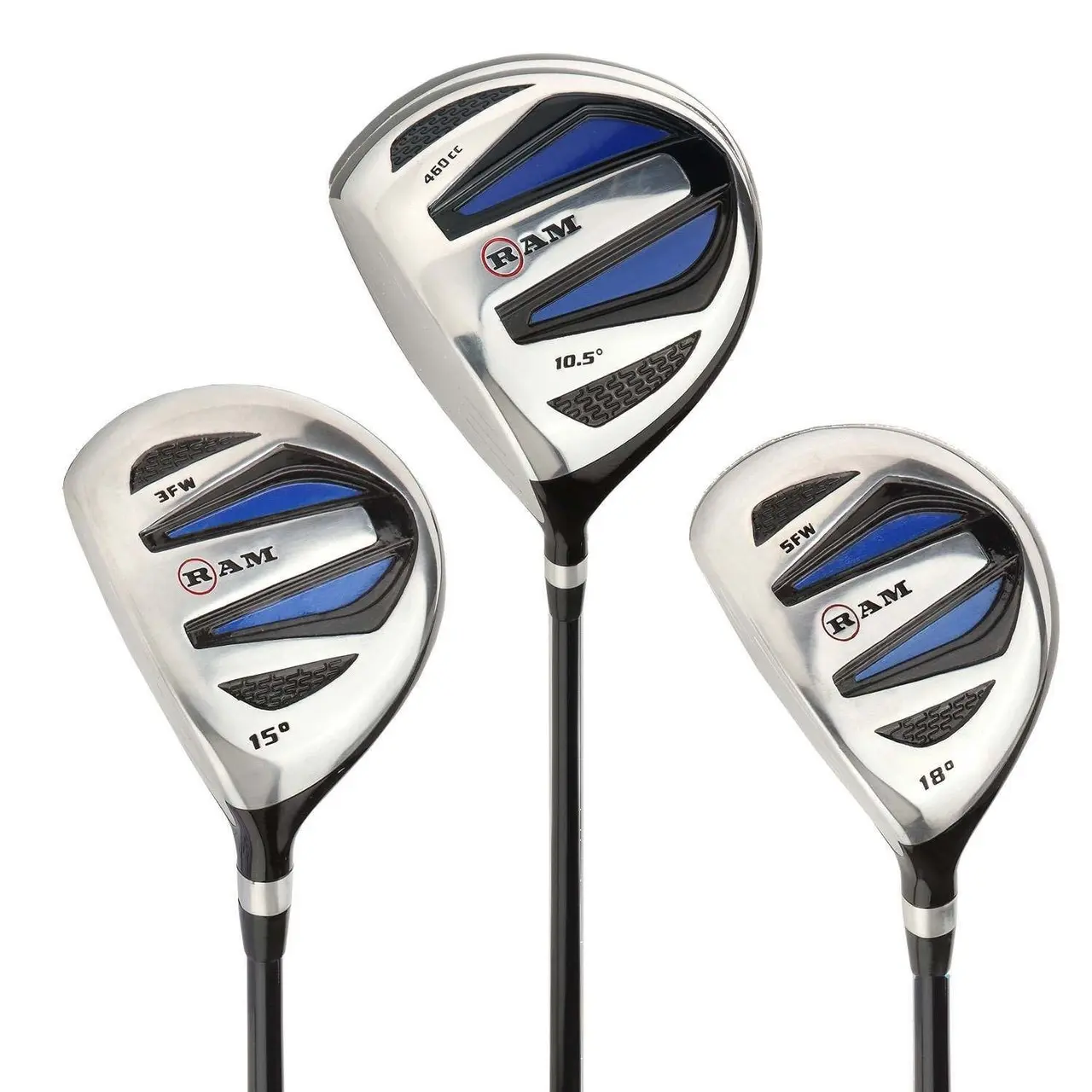 Ram Golf EZ3 Wood Set - Graphite Driver, 3 & 5 Wood Lefty - w/ Headcovers, Mens Left Hand