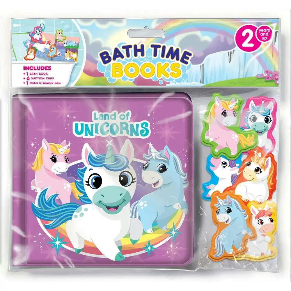 Unicorns Kids/Children Waterproof Bath Time Books w/ Figures/Eva Bag 3y+ - Entertainment