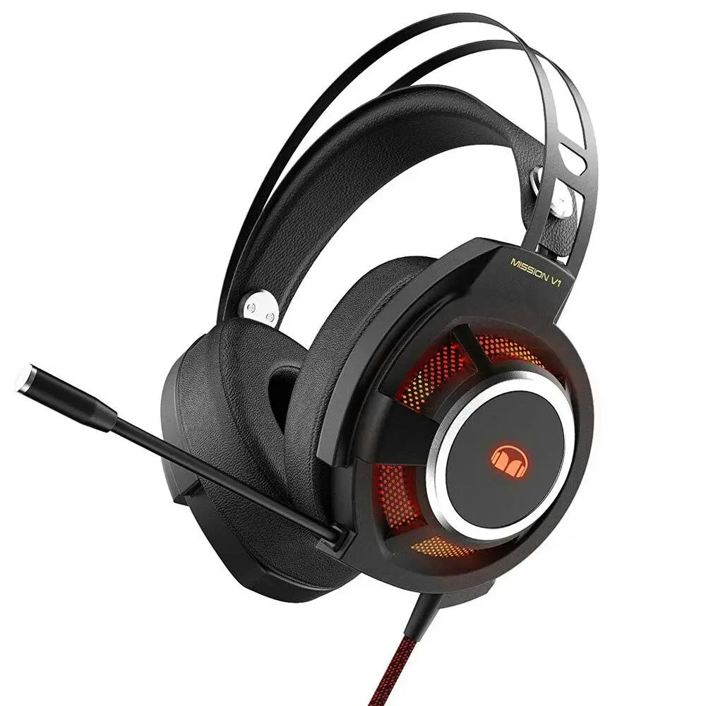 Monster Mission V1 Wired Gaming Headset RGB LED Noise Isolating Mic Headphones - Best Gifts Under $100