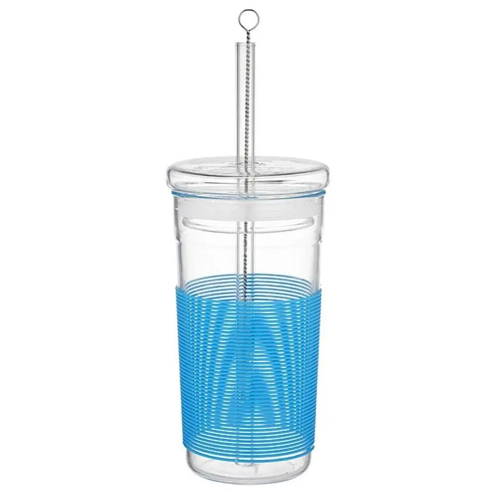PORTA Summer Smoothie Cup Large 400ml Lead/BPA Free w/ Straw Brush Fun Blue - Home & Garden