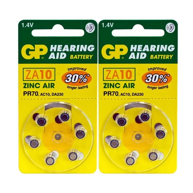 12pc GP 1.4V Zinc Air Size 10/PR70/AC10/DA230 Single Use Battery f/Hearing Aids - Electronics