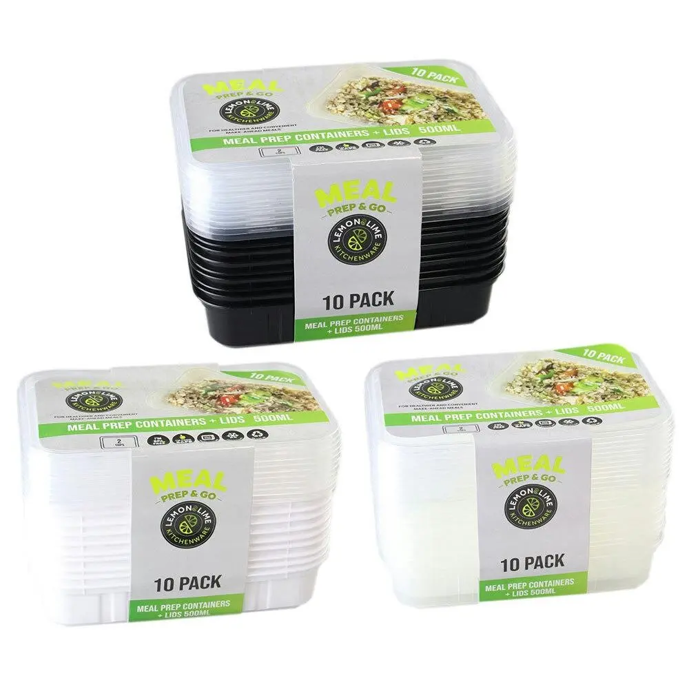 3x 10pc Lemon & Lime 500ml Meal Prep Reusable Containers/Food Storage Assorted - Home & Garden