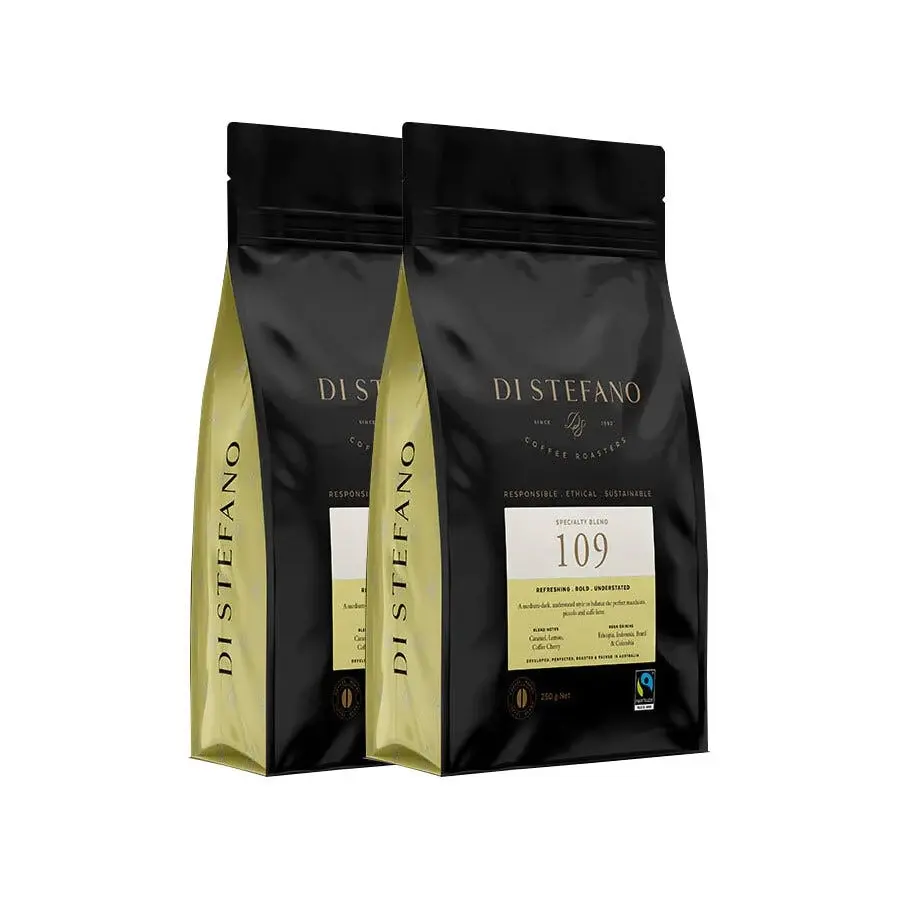 2PK Di Stefano Medium To Dark Roast Black Coffee Beans 109 Speciality Blend 250g - Groceries