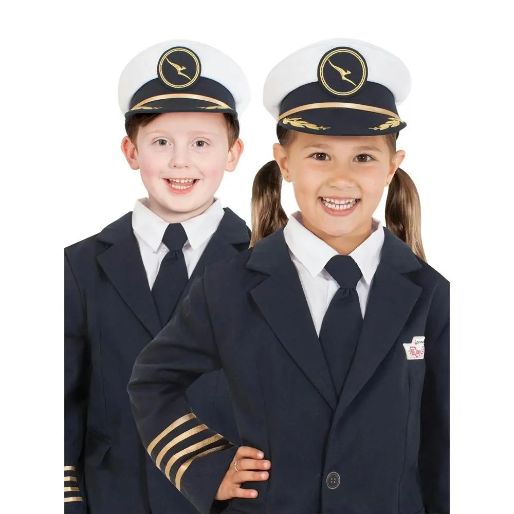 Qantas Captain Pilot's Hat One Size Kids/Children Head Costume Party Accessory - Fashion