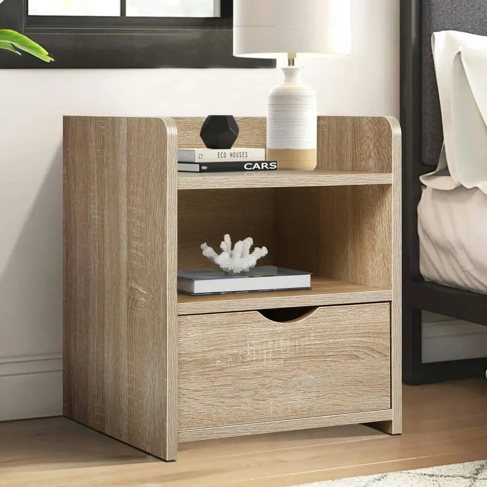 Alfordson Bedside Table Nightstand 1 Drawer Wood - Furniture