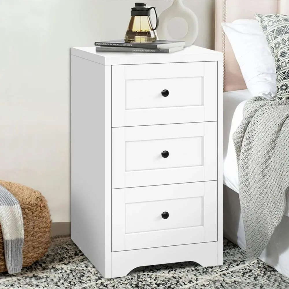 Alfordson Bedside Table Hamptons Drawer White - Furniture