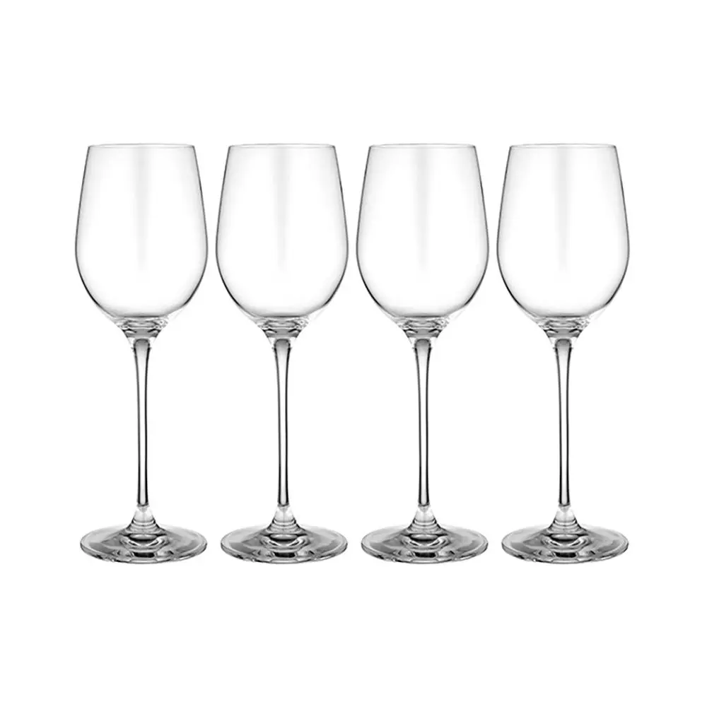 4pc Tempa Quinn 385ml White Wine Crystal Stem Glass Set Drinking Glassware Clear - Home & Garden
