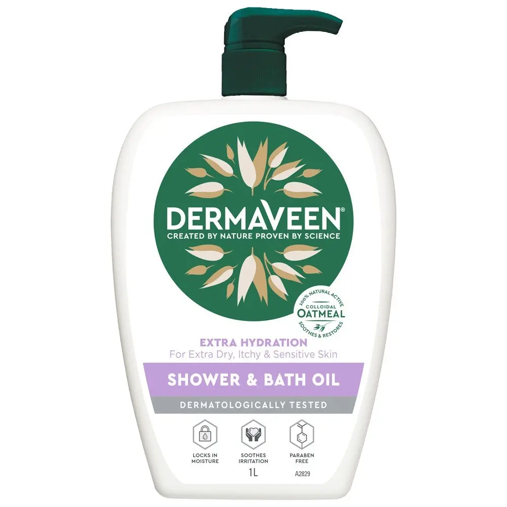 DermaVeen Extra Hydration Shower and Bath Oil 1 Litre - Beauty