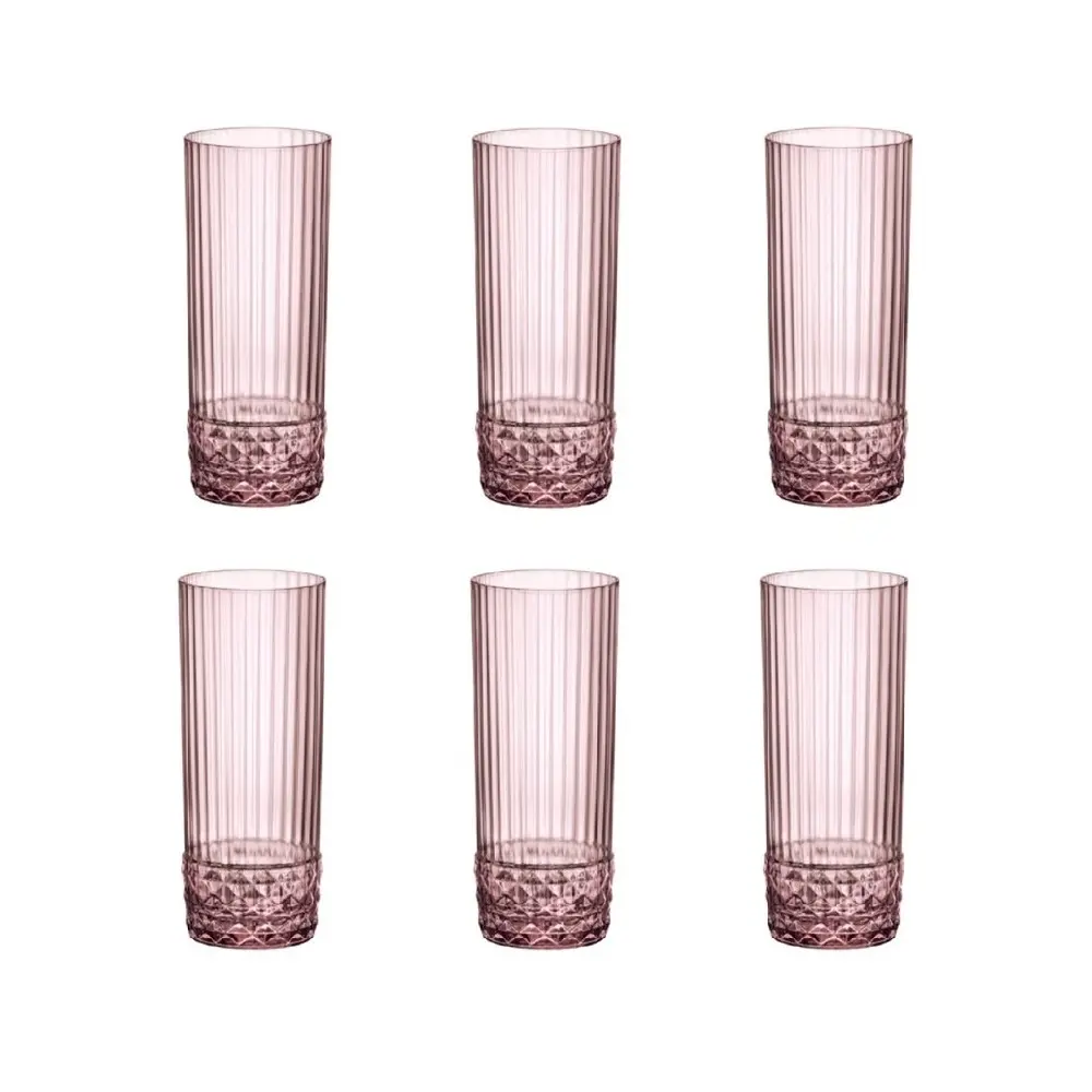 BORMIOLI ROCCO AMERICA '20s 490ml LONG DRINK GLASSES SET 6 - LILAC