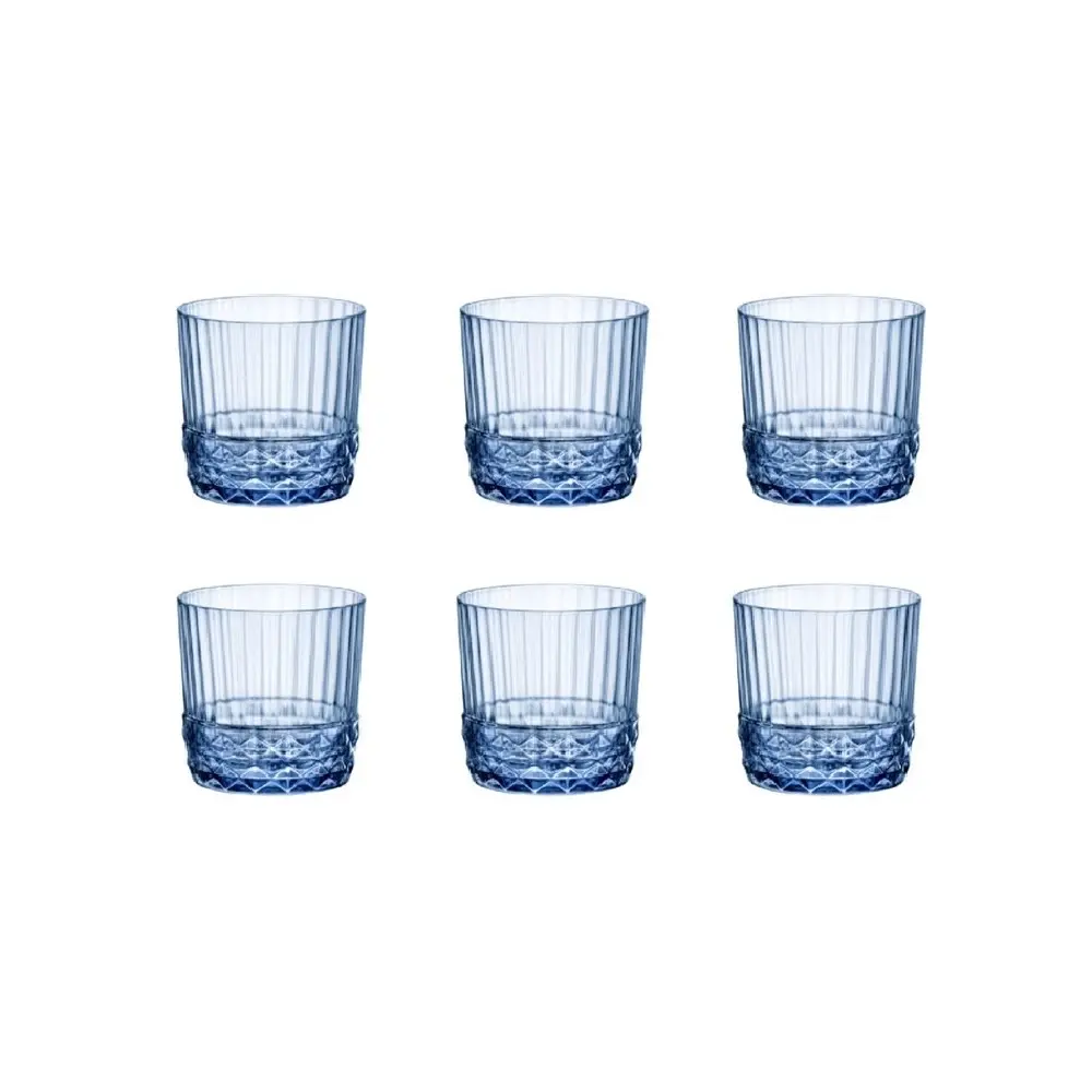 BORMIOLI ROCCO AMERICA 20s 300ml ROCK DRINK GLASSES SET 6 -SAPPHIRE