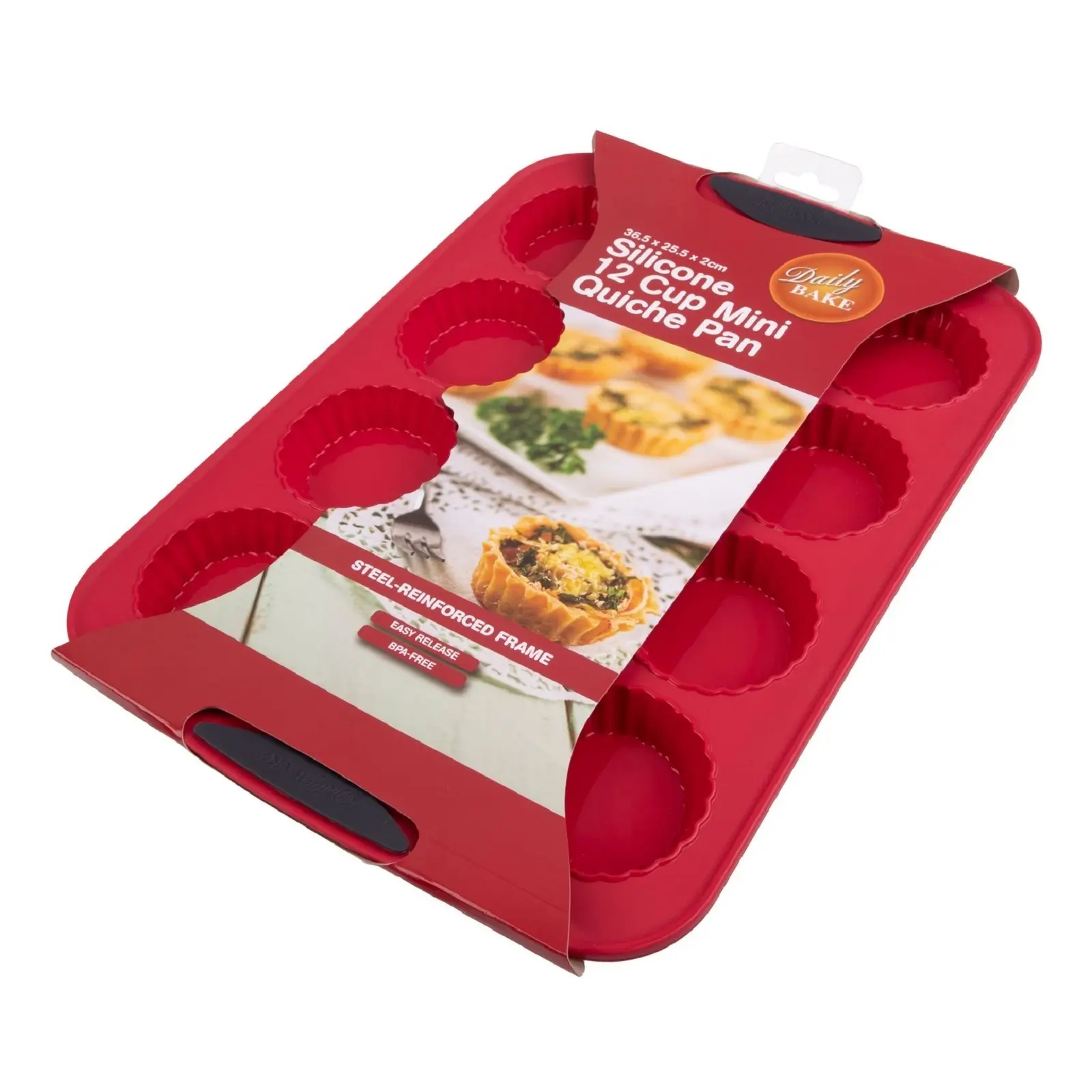 DAILY BAKE RED SILICONE 12 CUP MINI QUICHE PAN - Home & Garden
