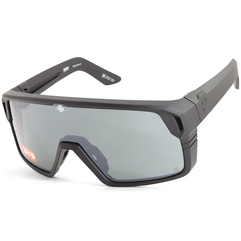 Spy Monolith Matte Black/Black Spectra Mirror Men's XL Shield Sunglasses - Fashion