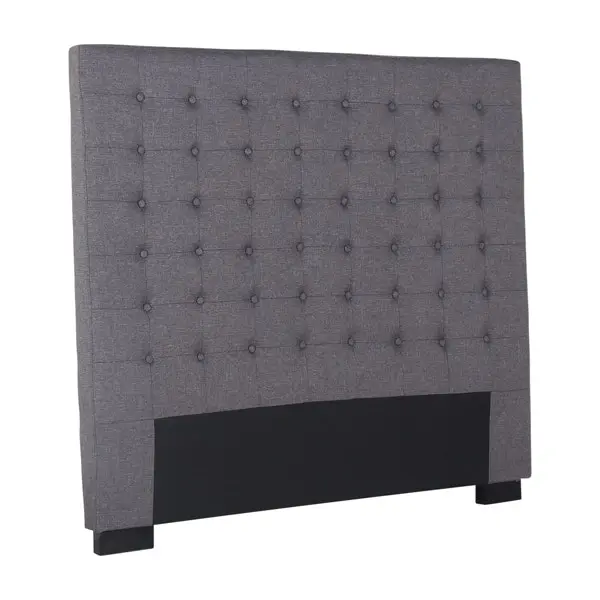 Bed Head Double Charcoal Headboard Upholstery Fabric Tufted Buttons - Furniture