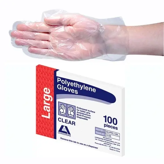 Livingstone Polyethylene Gloves Large Ambidextrous Clear 100 Pack x25 - Commercial