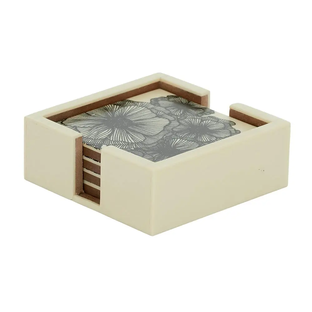 4pc Coast To Coast Home 10cm Square Flower Cup/Mug Coasters Floret Resin w/Box - Home & Garden