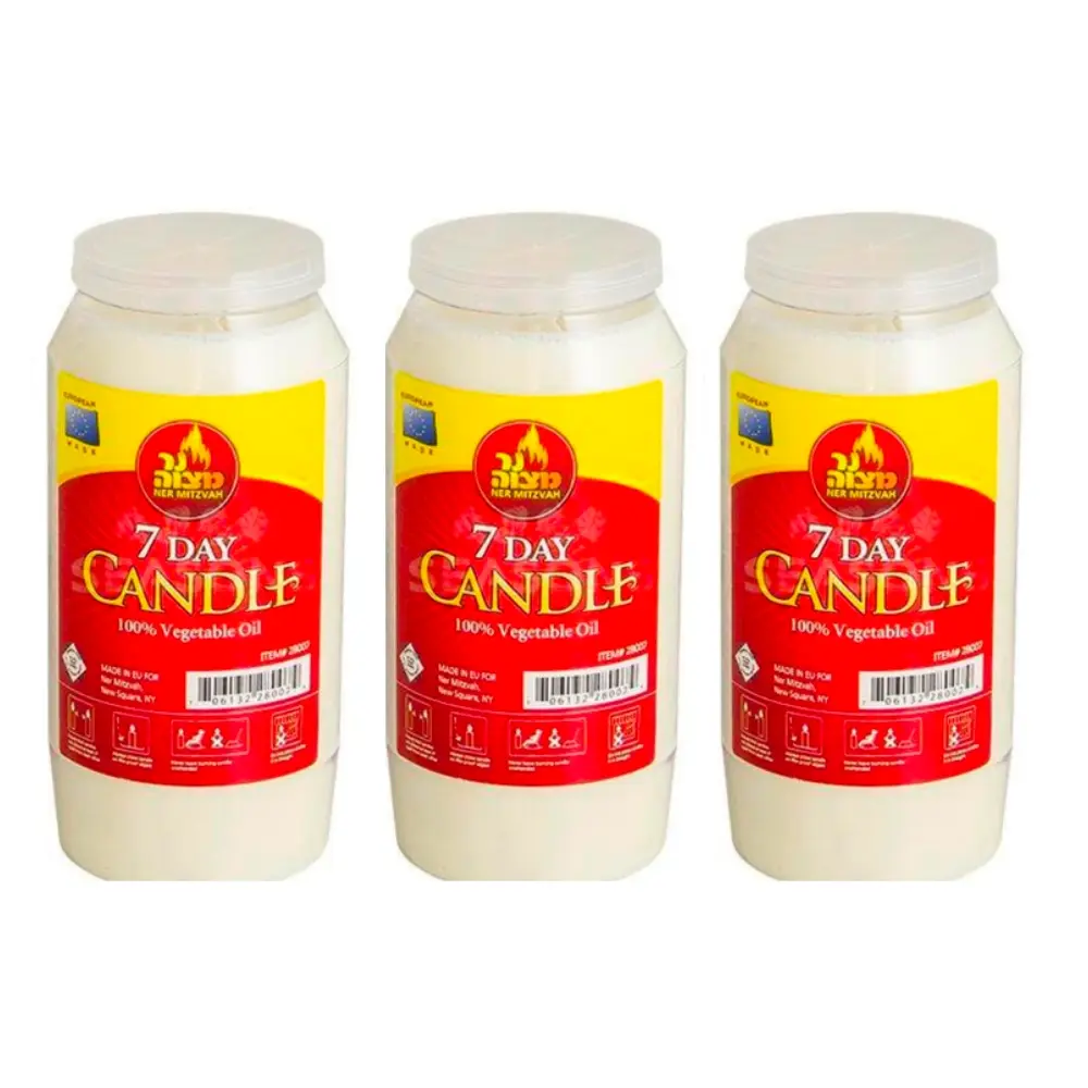 Ner Mitzvah 7 Day Candle Plastic x 3 - Home & Garden