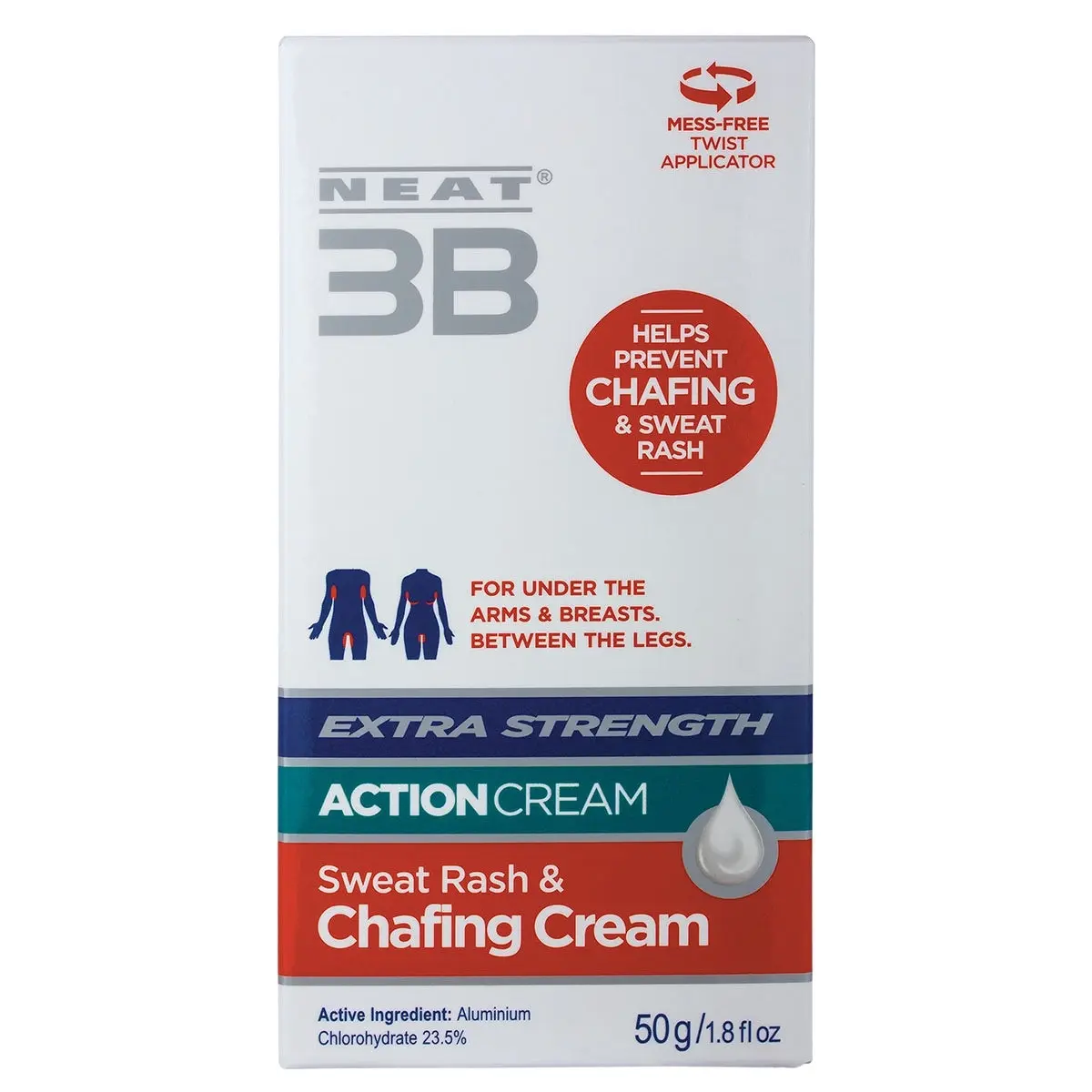 Neat 3B Action Cream Extra Strength Chaffing & Sweat Rash 50g - Beauty