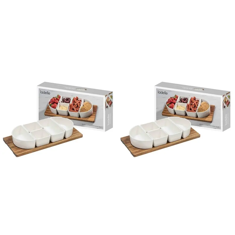 2x Ladelle Alto Serve & Share Porcelain Wood Modular Server Small Dinnerware - Home & Garden