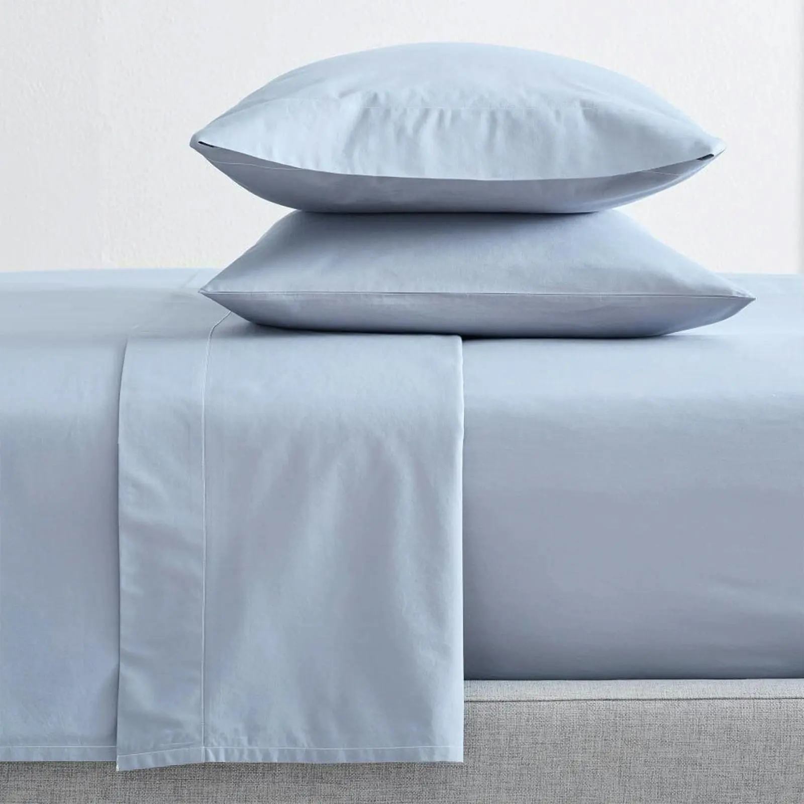 Renee Taylor Split King Sheet/Pillowcase 300TC Organic Cotton Bedding Baby Blue - Home & Garden