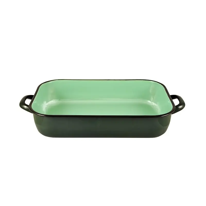 Urban Style Enamelware 4.8L Induction Oven Baking Dish Rectangle w/Handles Green - Home & Garden