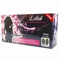 Lilith Salon Latex Powder Free Large Black Gloves 100 Box - Commercial
