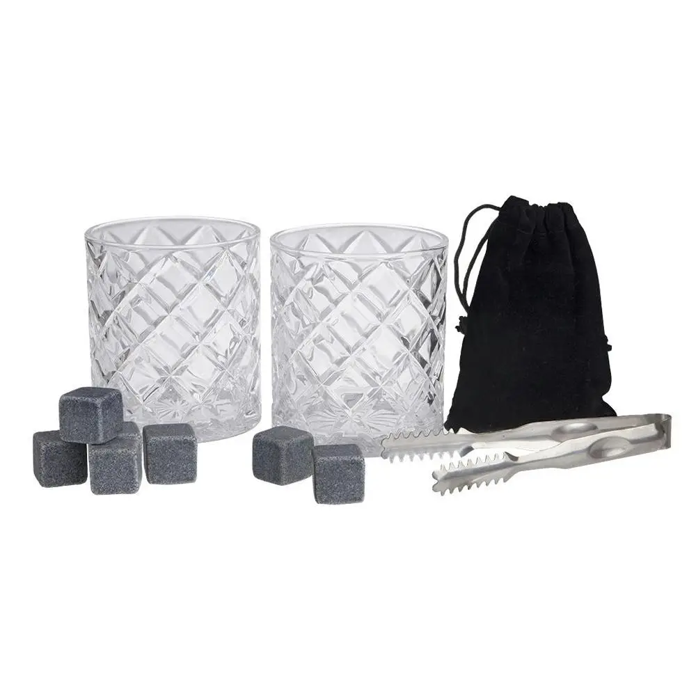 12pc Bartender Whisky Scotch Drink Glasses/Rocks/Storage Bag/Tongs Barware Set - Home & Garden