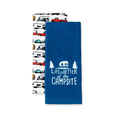 Camco 53301 RV Dish Towel Set Blue and White 2-Pack 53301_68_1