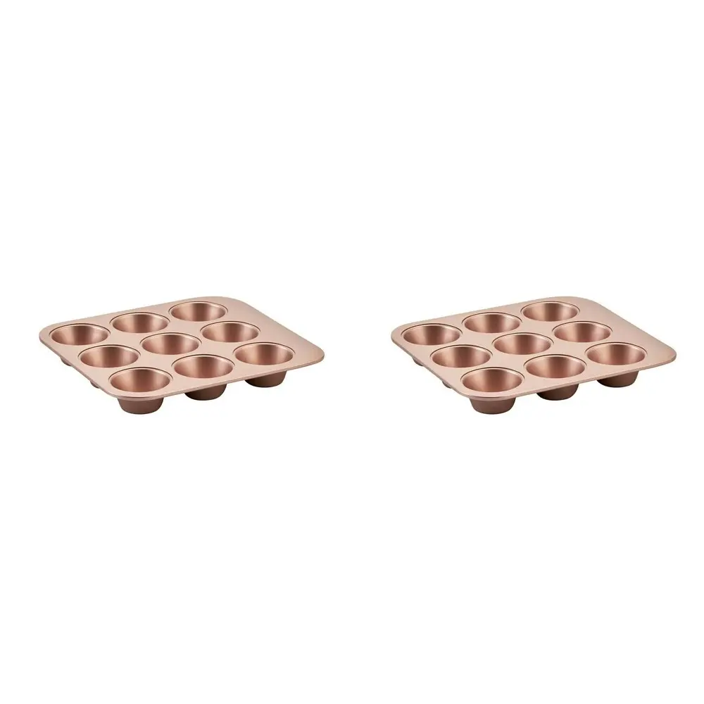 2x Wiltshire Rose Gold 9 Cup Smart Stack Muffin/Cupcake Oven Safe Baking Pan - Home & Garden
