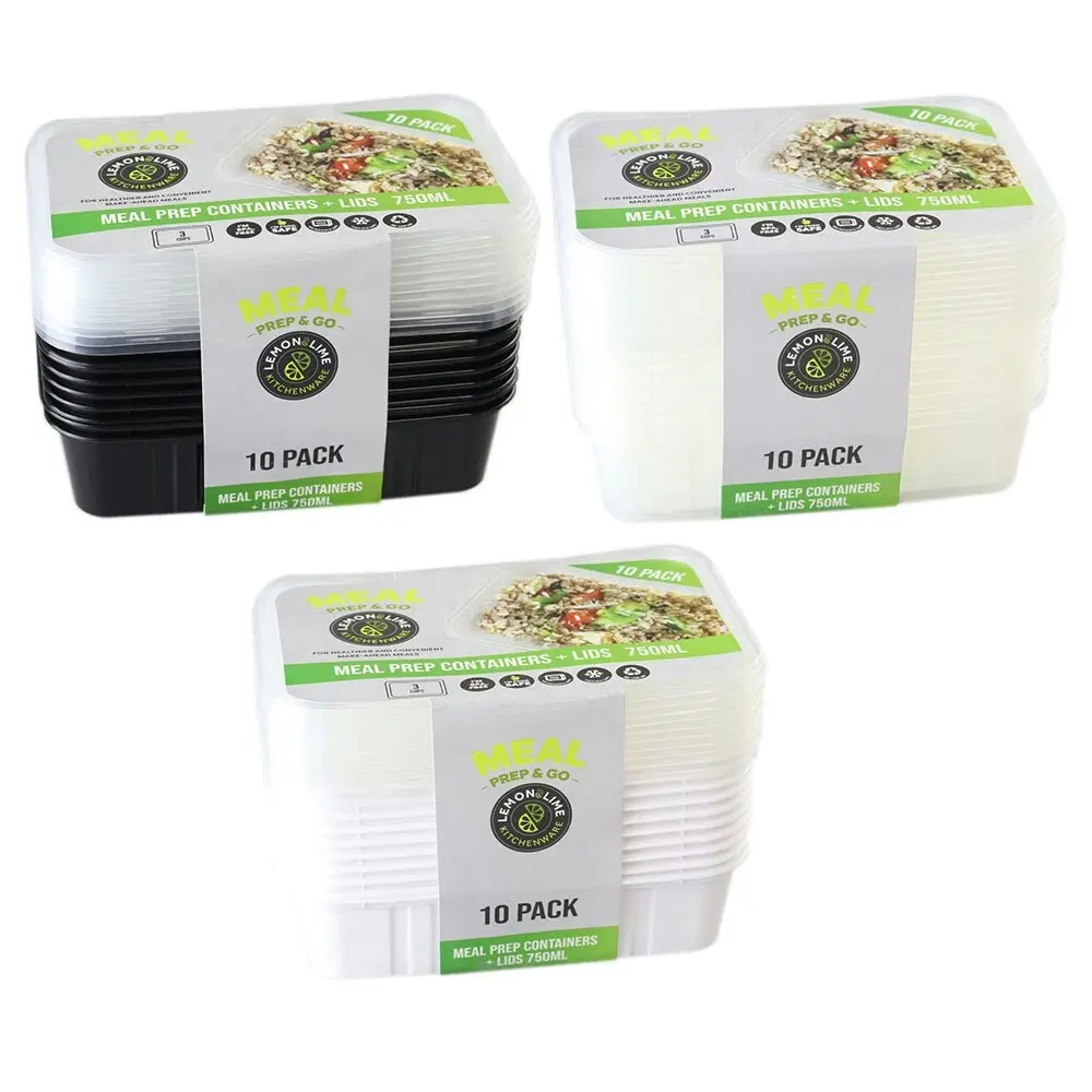 3x 10pc Lemon & Lime 750ml Meal Prep Reusable Containers/Food Storage Assorted - Home & Garden