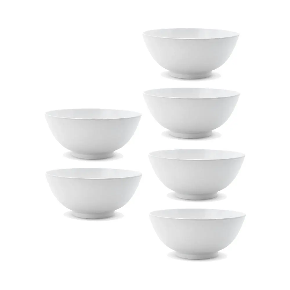 6PK Lemon & Lime 17.5cm Melamine Round Serving Bowl Salad Kitchen Tableware WHT - Home & Garden