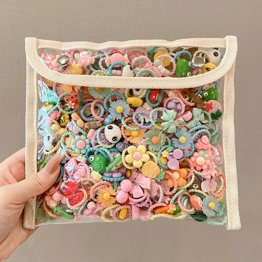 50Pcs Children Hair Accessories Girls Cartoon Elastic Hair Bands Girls Head Rope - Fashion