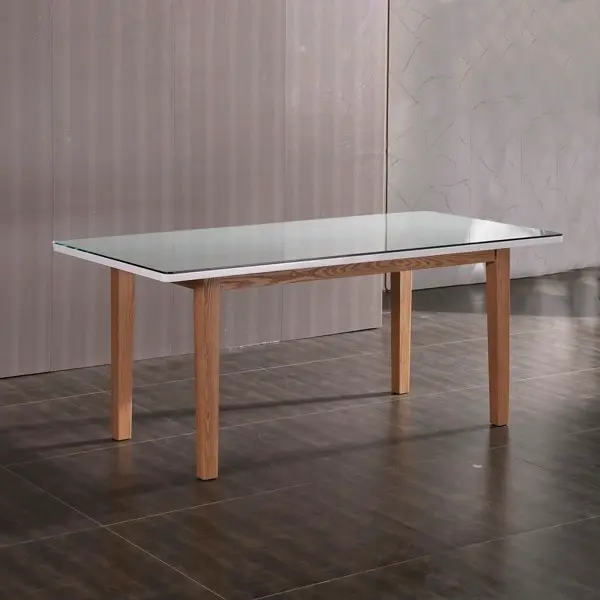 Dining Table White Top High Glossy Wooden Base - Furniture