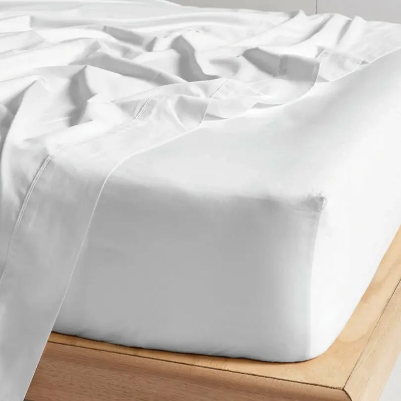 Linen House Augusta 500TC White Queen Fitted Sheet 50cm - Home & Garden