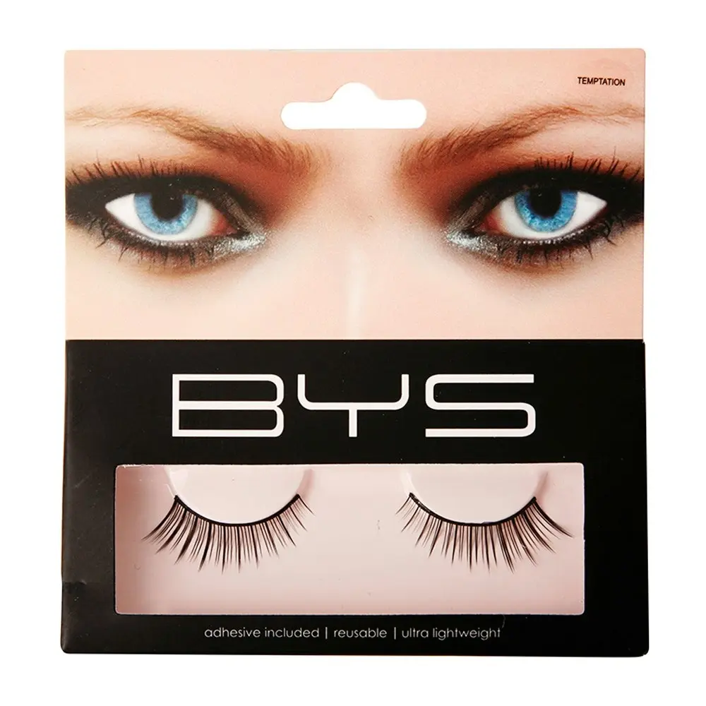 BYS Temptation Synthetic Fake/False Eyelashes Makeup Lightweight Natural Black - Beauty