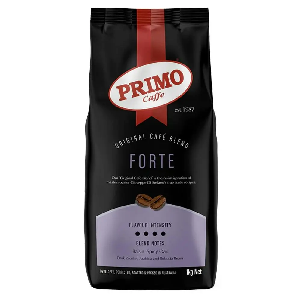 Primo Caffe Original Cafe Blend Dark Roasted Rasin/Oak Forte 1kg Coffee Beans - Groceries