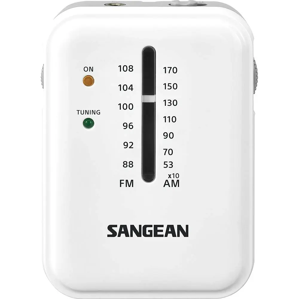 Sangean SR32 Compact Mini Portable AM/FM Pocket Radio Battery Powered White - Electronics