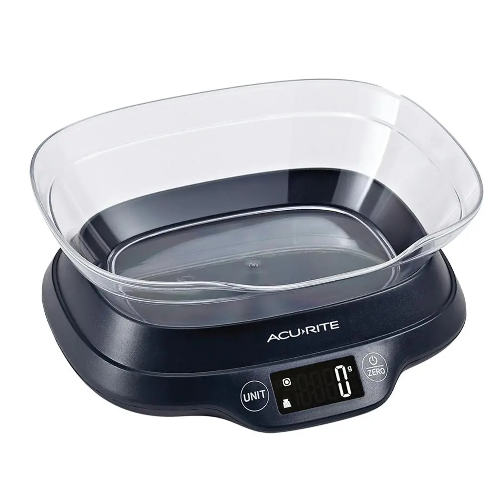 AcuRite Digital Scale Instrument w/Bowl & Backlight Display 1g/5kg Black - Home & Garden