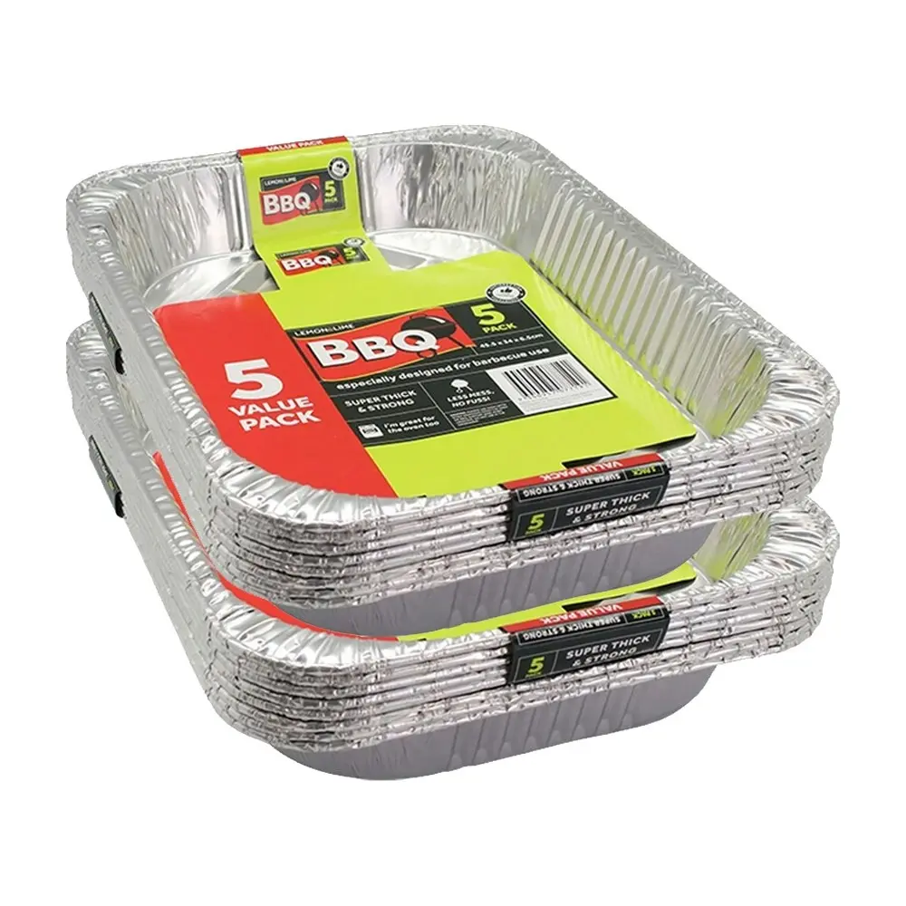 10pc Lemon & Lime 45.5cm Disposable Aluminium Foil BBQ/Oven Roasting/Baking Tray - Home & Garden