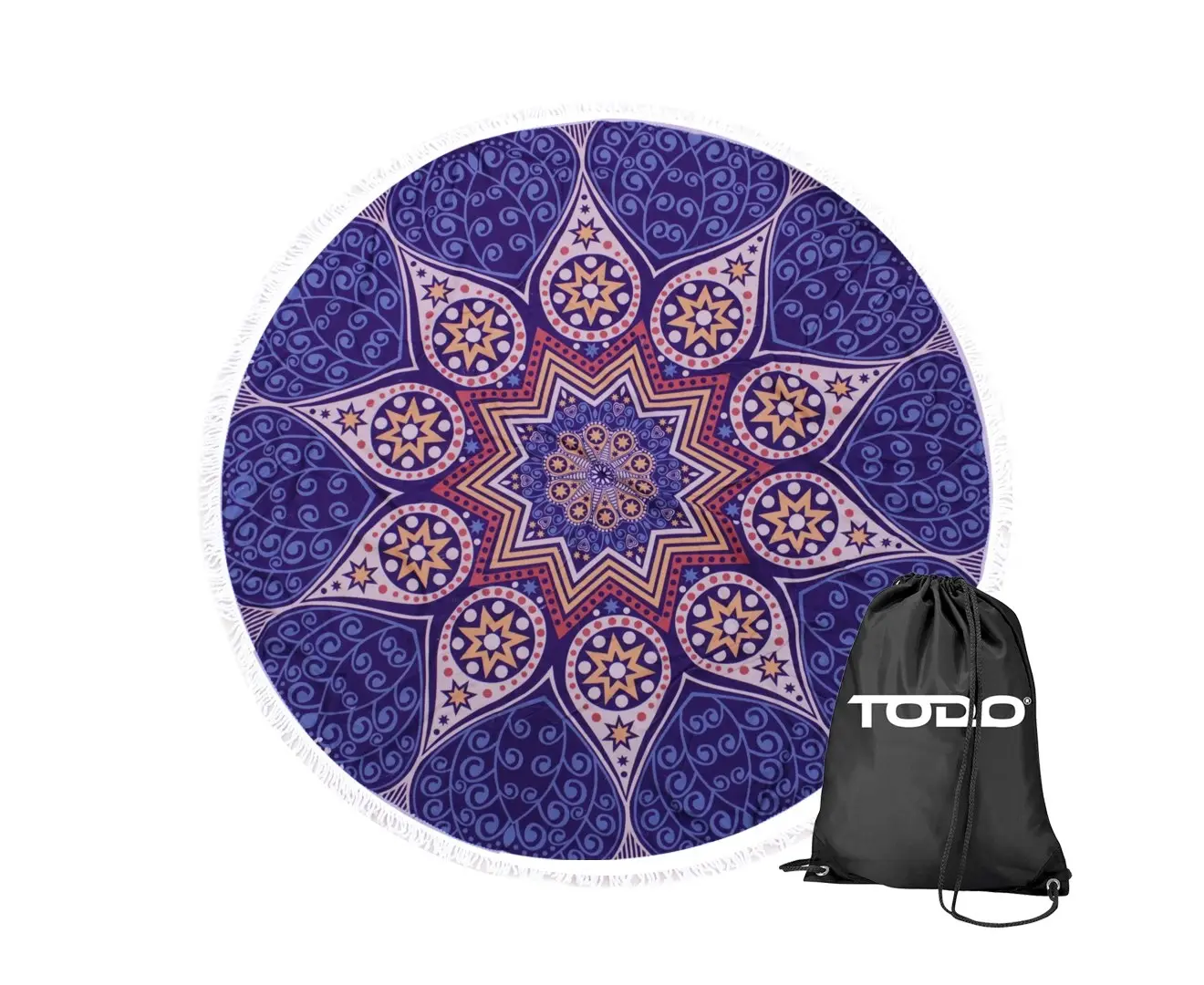 TODO Luxury Thick Microfiber Round Beach Towel Throw Rug TTowel Purple Star - Beauty