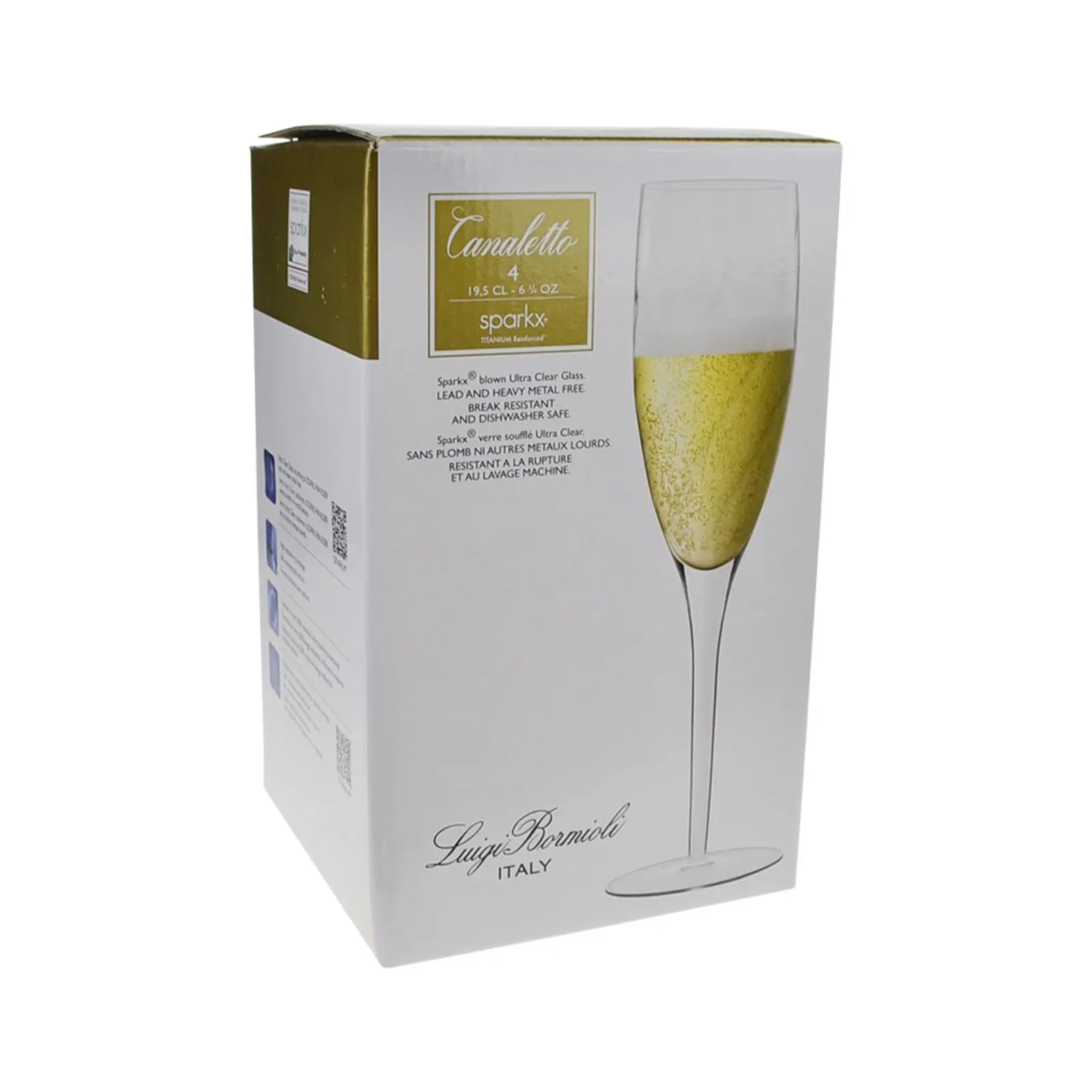LUIGI BORMIOLI CANALETTO CHAMPAGNE GLASSES 195ml SET 4 - Home & Garden