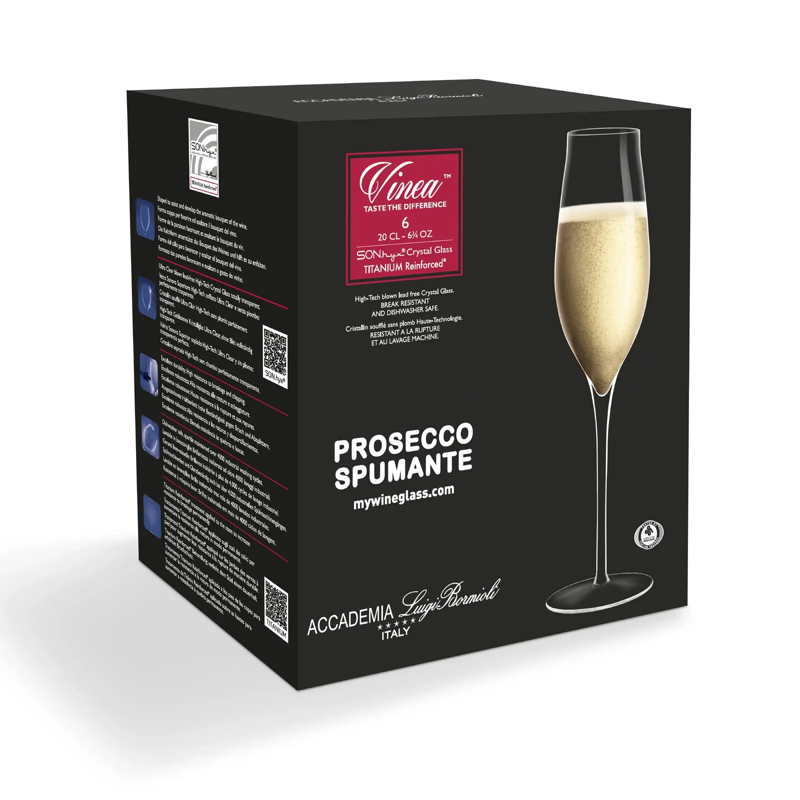 LUIGI BORMIOLI VINEA PROSECCO SPUMANTE CHAMPAGNE GLASSES - 200ml SET 6