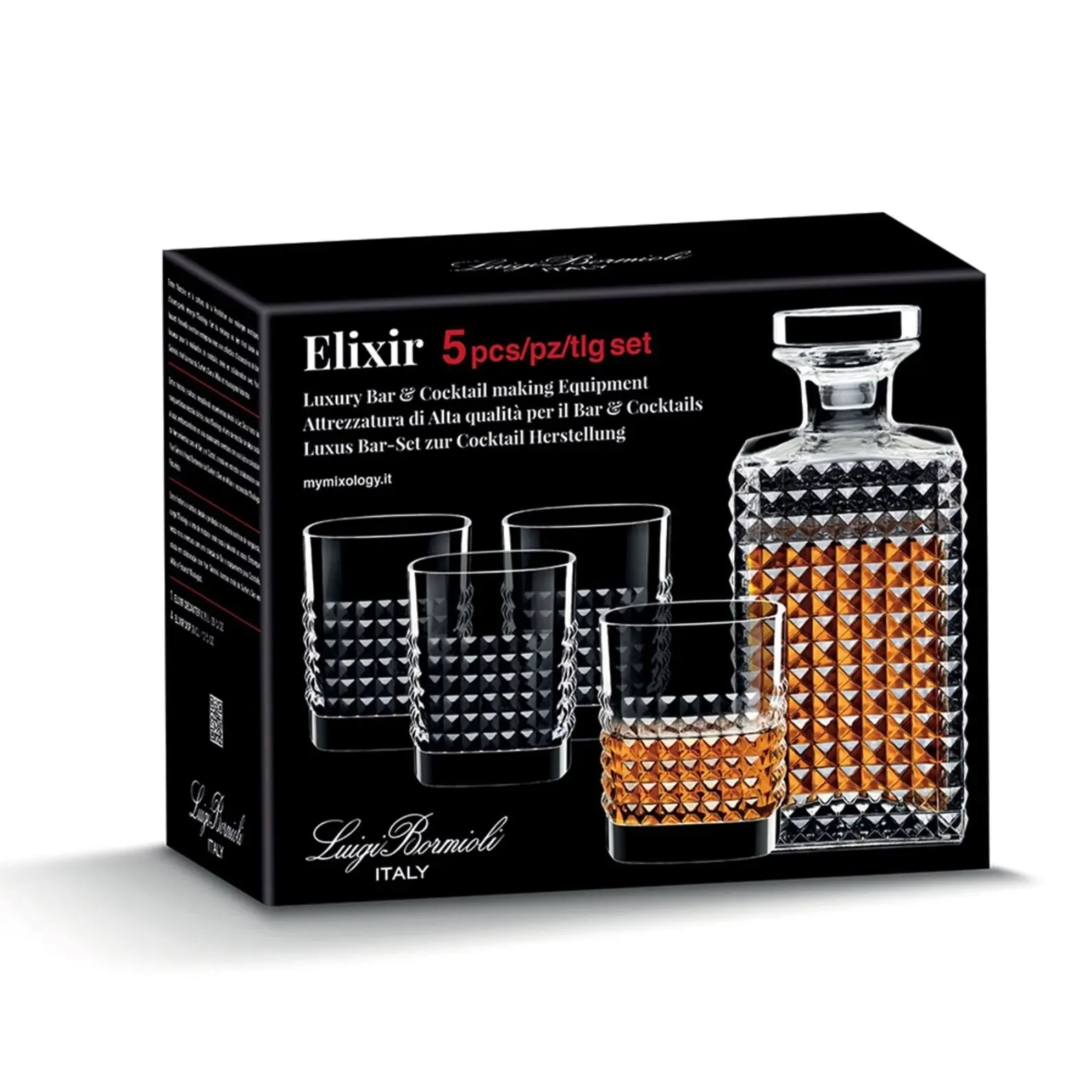 LUIGI BORMIOLI MIXOLOGY 5 PIECE ELIXIR WHISKY SET - Home & Garden