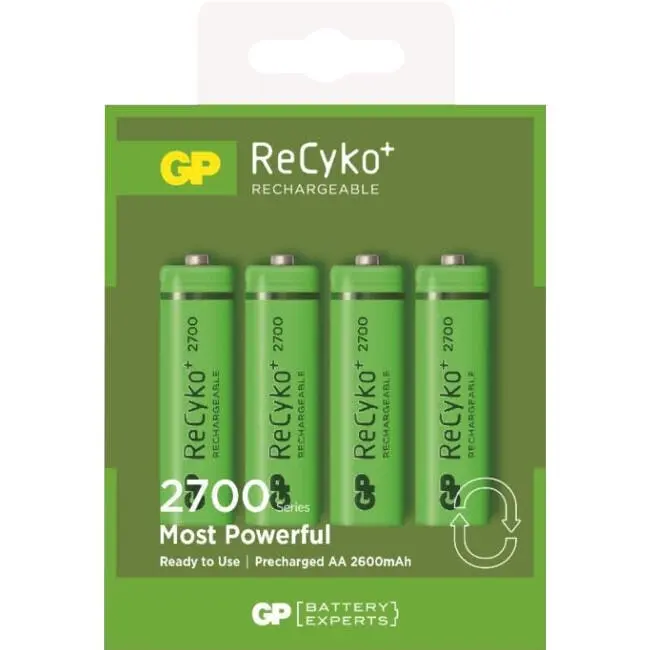 4pc GP ReCyko+ 2700 Series 2600mAh Rechargeable LSD 1.2V NiMH Battery for Clocks - Electronics