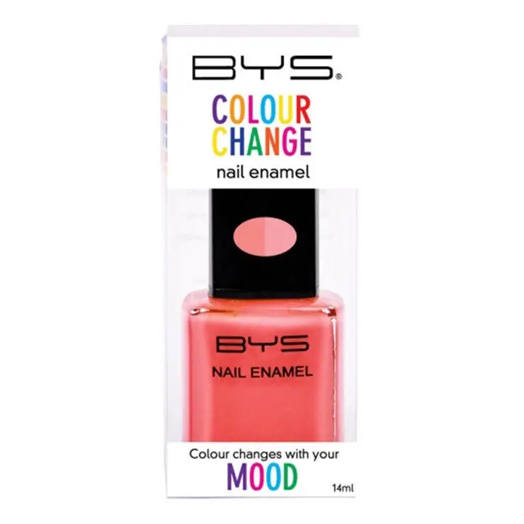 BYS Colour Change Salmon Nail Polish Enamel Lacquer Lasting Quick Dry 14ml Pink - Beauty
