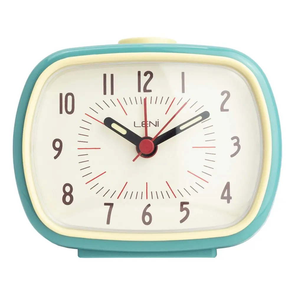 Leni Retro Vintage Rectangle Bedside Analogue Beep Alarm Clock Smokey BLU - Home & Garden