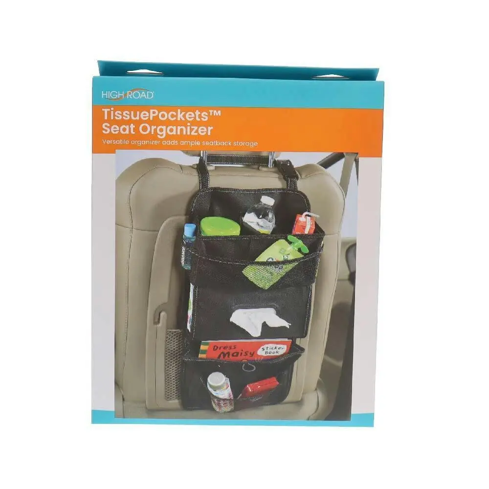 High Road TissuePockets 23x30cm Car Seat Organiser Holder Hanging Storage Bag BK - Automotive