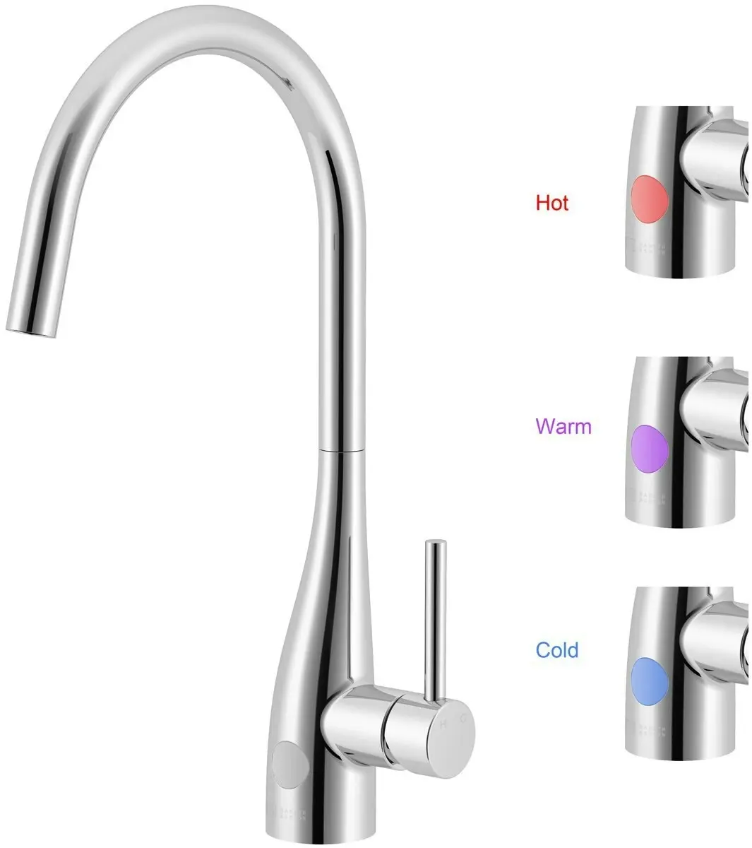 Gareth Ashton Conic Sidelever Sink Mixer with LED - Hardware