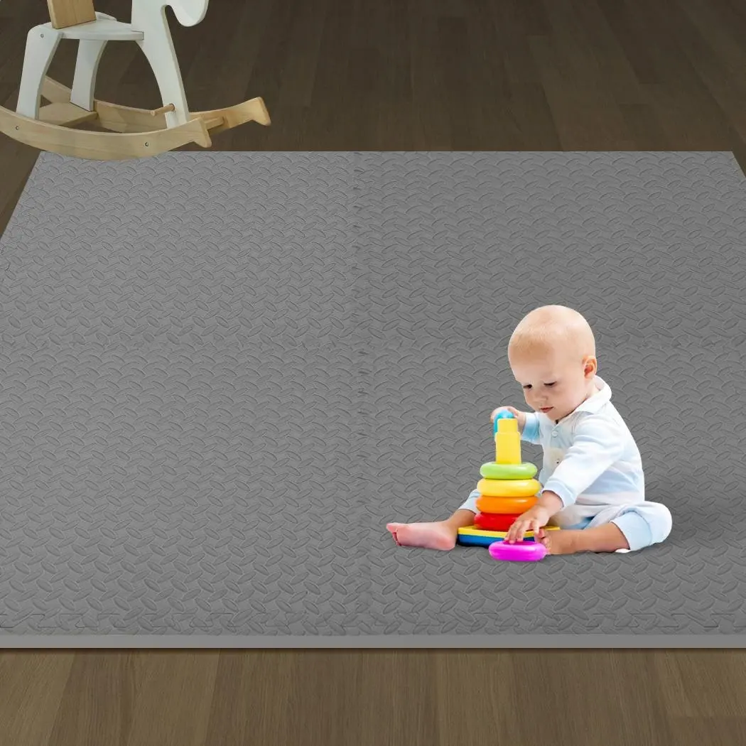 BoPeep EVA Foam Kids Play Mat Floor Kid Crawling Interlocking Home Grey 60x60 - Baby