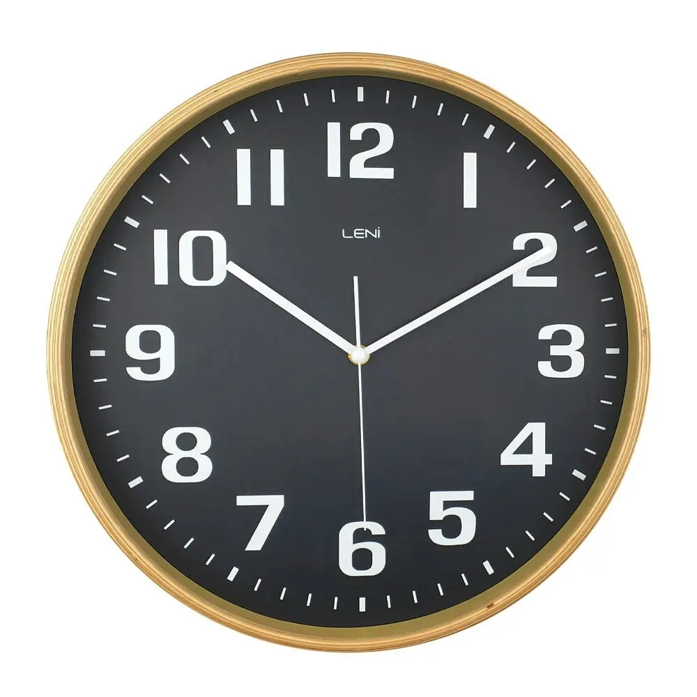 Leni Wooden Contemporary Home Decorative Wall Timepiece Clock 32cm Black - Home & Garden